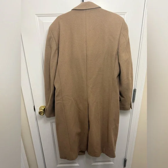 Men’s Vintage Givenchy Monsieur Tan Wool Cashmere Coat Size 48 Luxury Designer